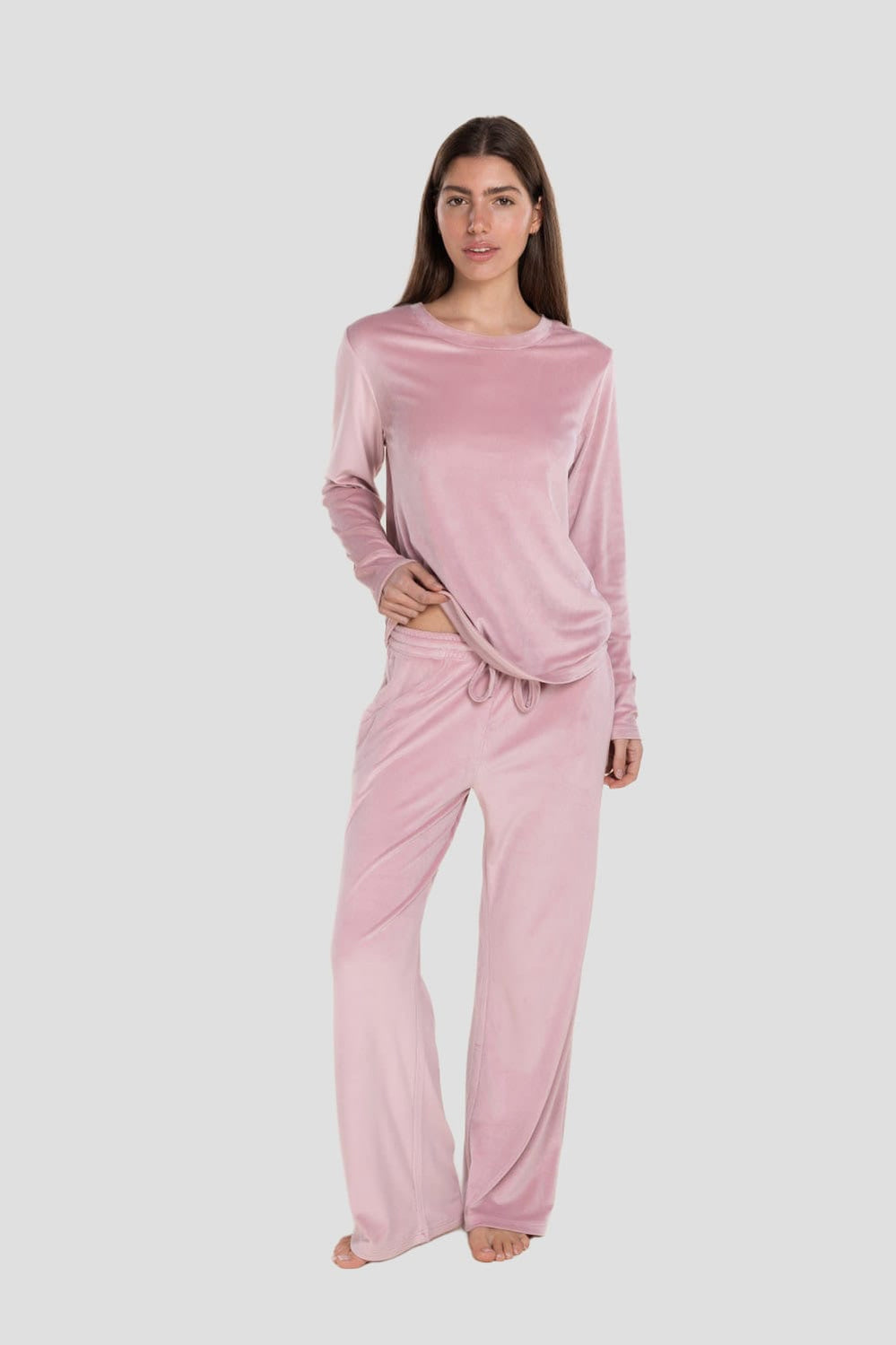 Thea Velour Long Lounge Set - Pink - image 1