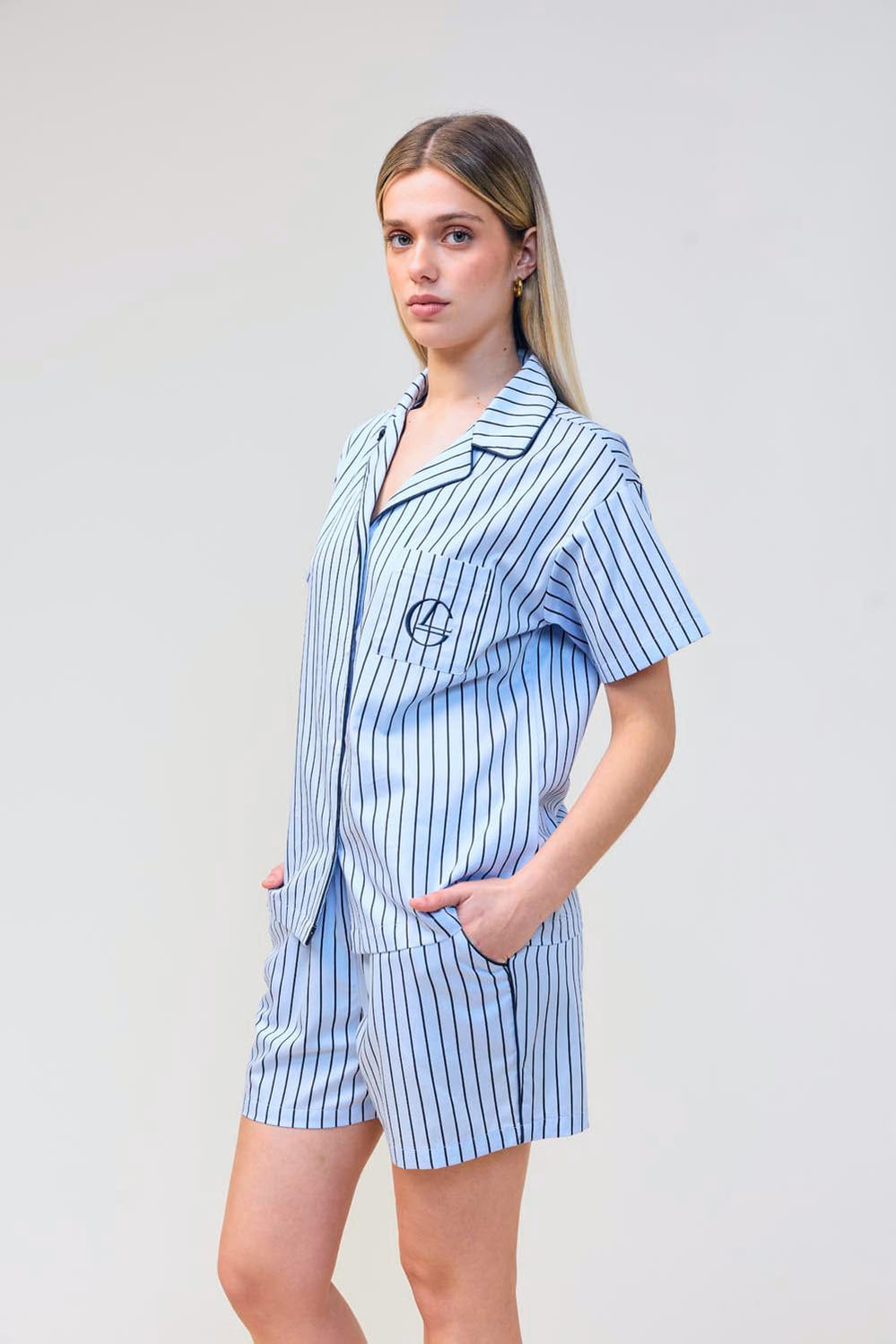 Poppy Stripe Short Pj Set - Blue - image 2
