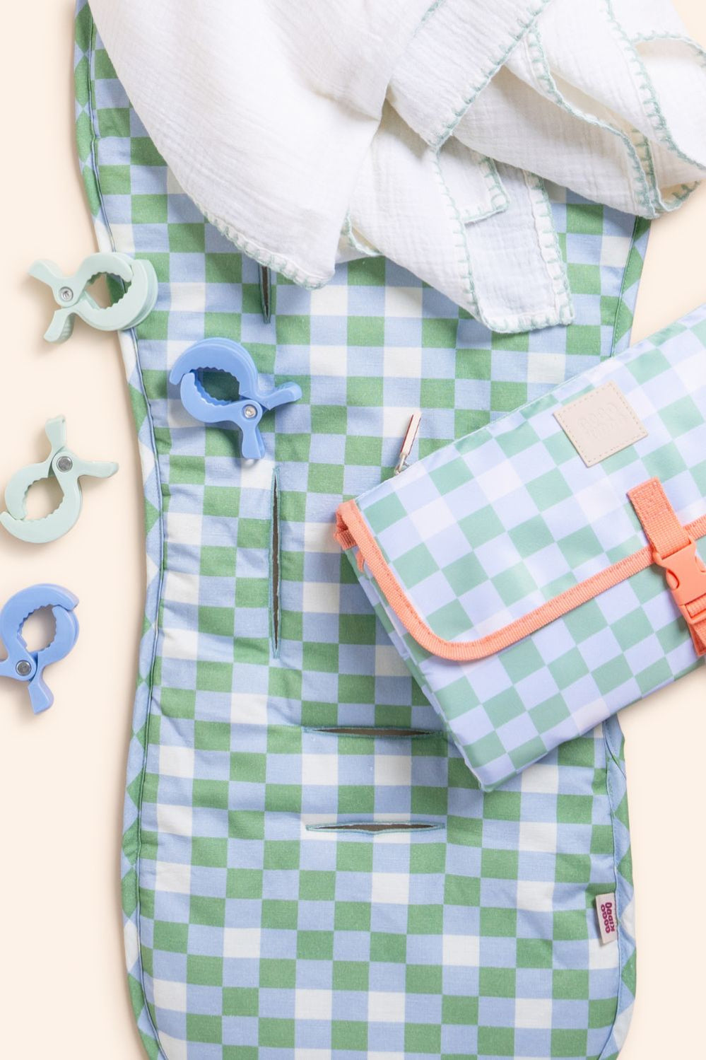 Cosy Pram Liner And Harness Protector - Sage Green Check - Sage Check - image 4