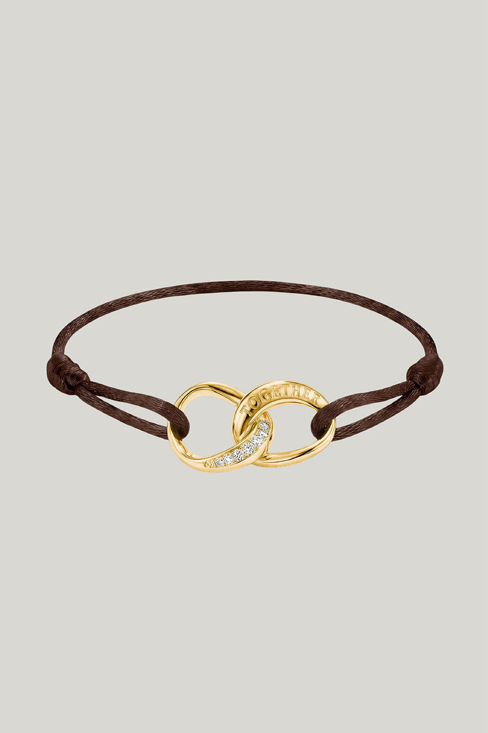Textile Bracelet Together Brown With Zirconia In Gold - Gold - image 1