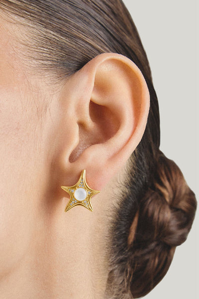 Ear Studs Starfish In Gold - Gold - image 2