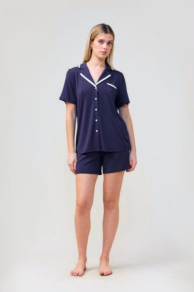 Allegra Short Bamboo Pj Set - Navy - image 1