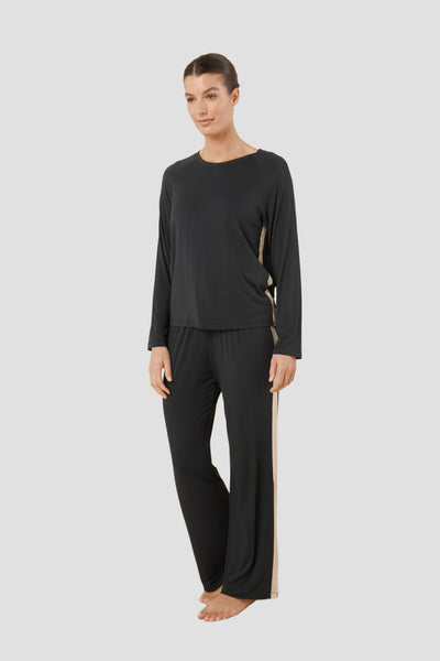 Anya Bamboo Sporty Pj Set - Black - image 3