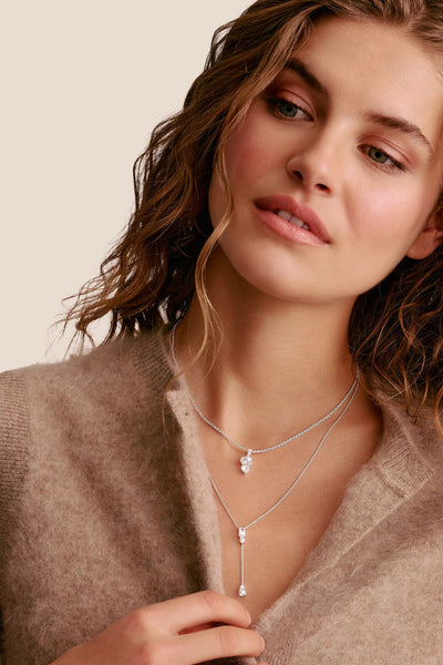 Bold Y Chain With Stones In Silver - Silver - image 3