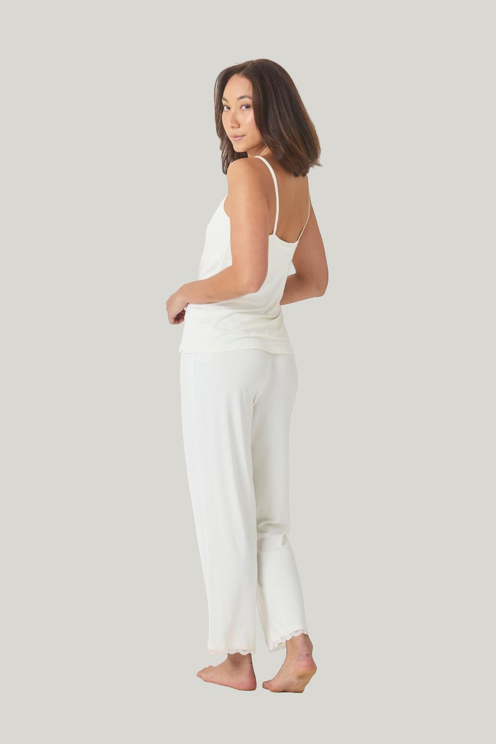 Britt Bamboo Lace Cami Long Pj - Ecru - image 4