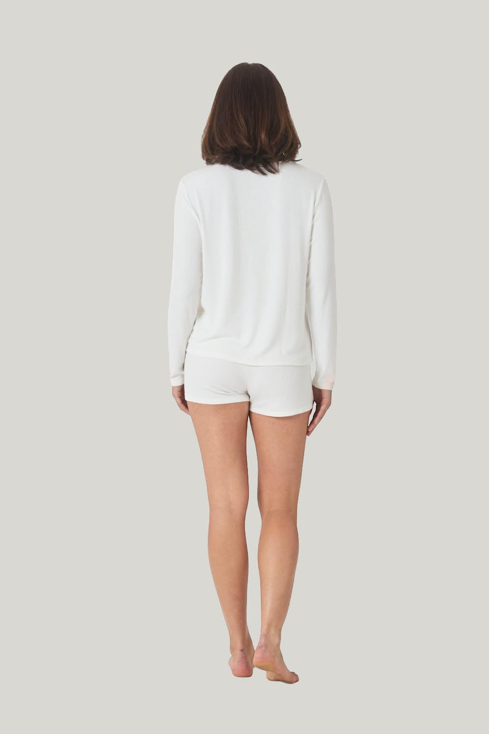 Avery Rib Lounge Mini Short - Ecru - image 3
