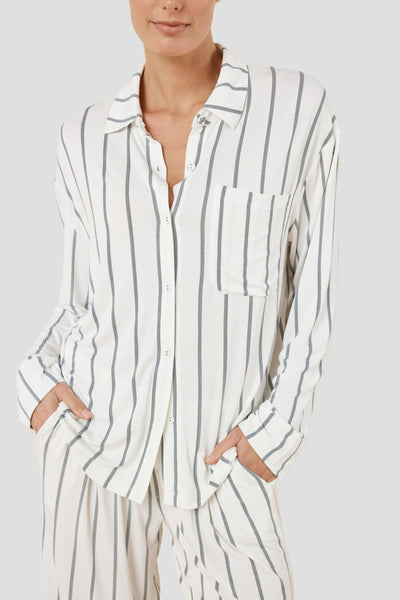 Harlow Bamboo Striped Pj Set - Ivory - image 4