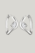 Hoop Earrings With Zirconia In Teardrop Shape In Silver - Silver - image 1