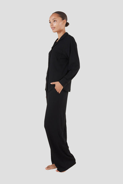Emilia Ribbed Lounge Pj Set - Black - image 3