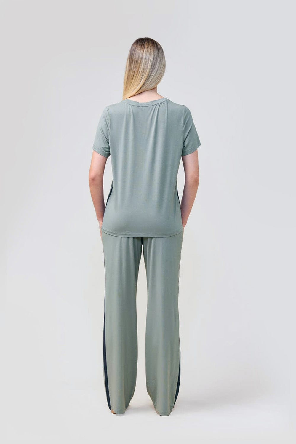 Bronte Bamboo Tshirt With Stripe - Olive - image 4