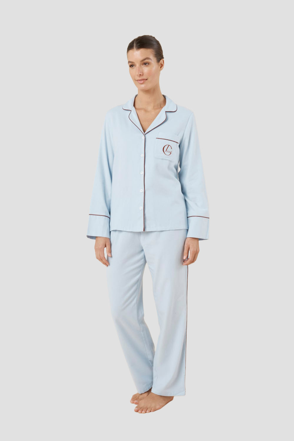Isabella Brushed Cotton Pj Set - Blue - image 4