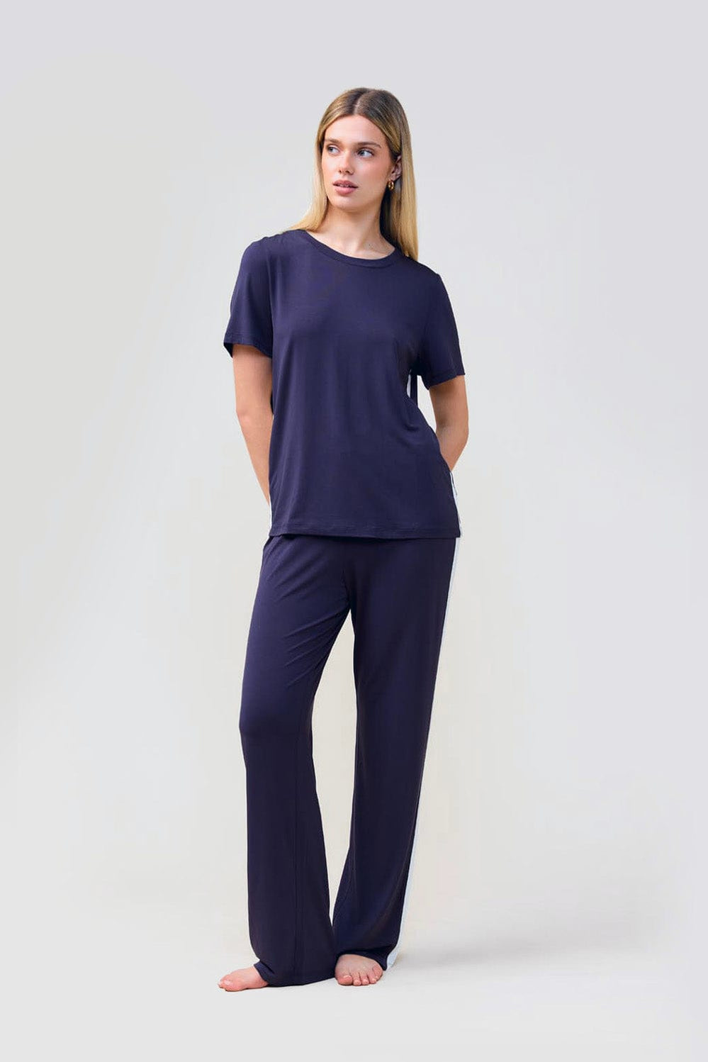 Bronte Bamboo Tshirt With Stripe - Navy - image 2