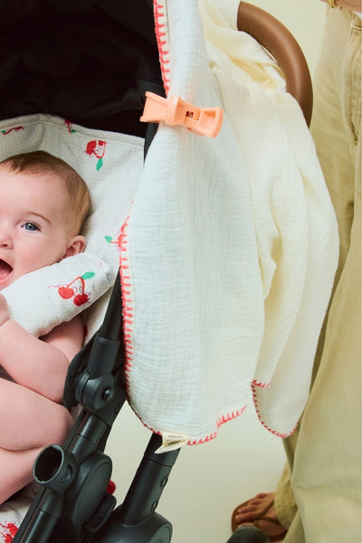 Light And Breathable Muslin Swaddle Wrap - Ivory/pink - Ivory - image 2