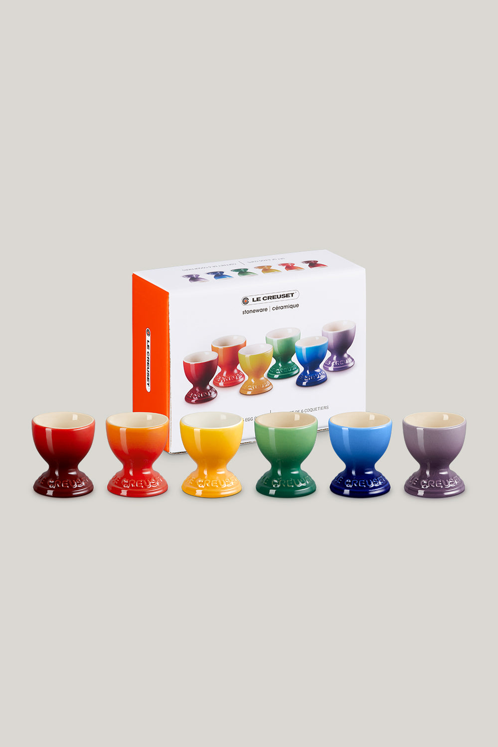 Stoneware Rainbow Set Of 6 Egg Cups - Rainbow - image 1