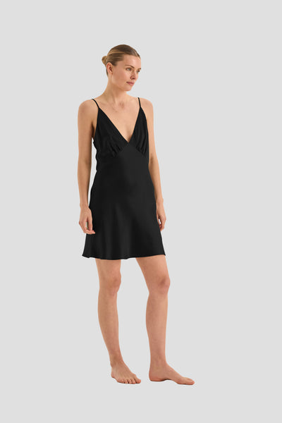 Seraphina Pure Silk Short Chemise - Black - image 2