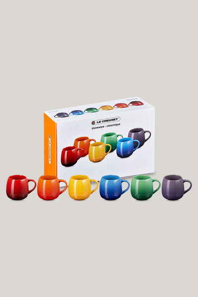 Stoneware Rainbow Set Of 6 Coupe Mugs 320ml - Rainbow - image 1
