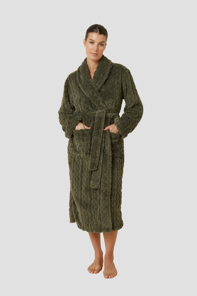 Gabriella Plush Long Robe - Olive - image 1