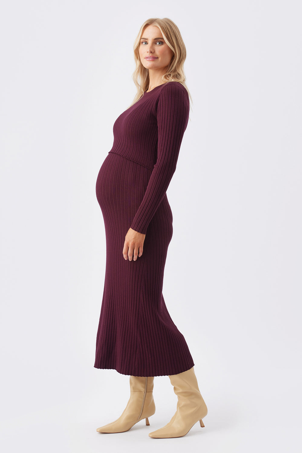Eden Knit Nursing Dress - Maroon - image 3