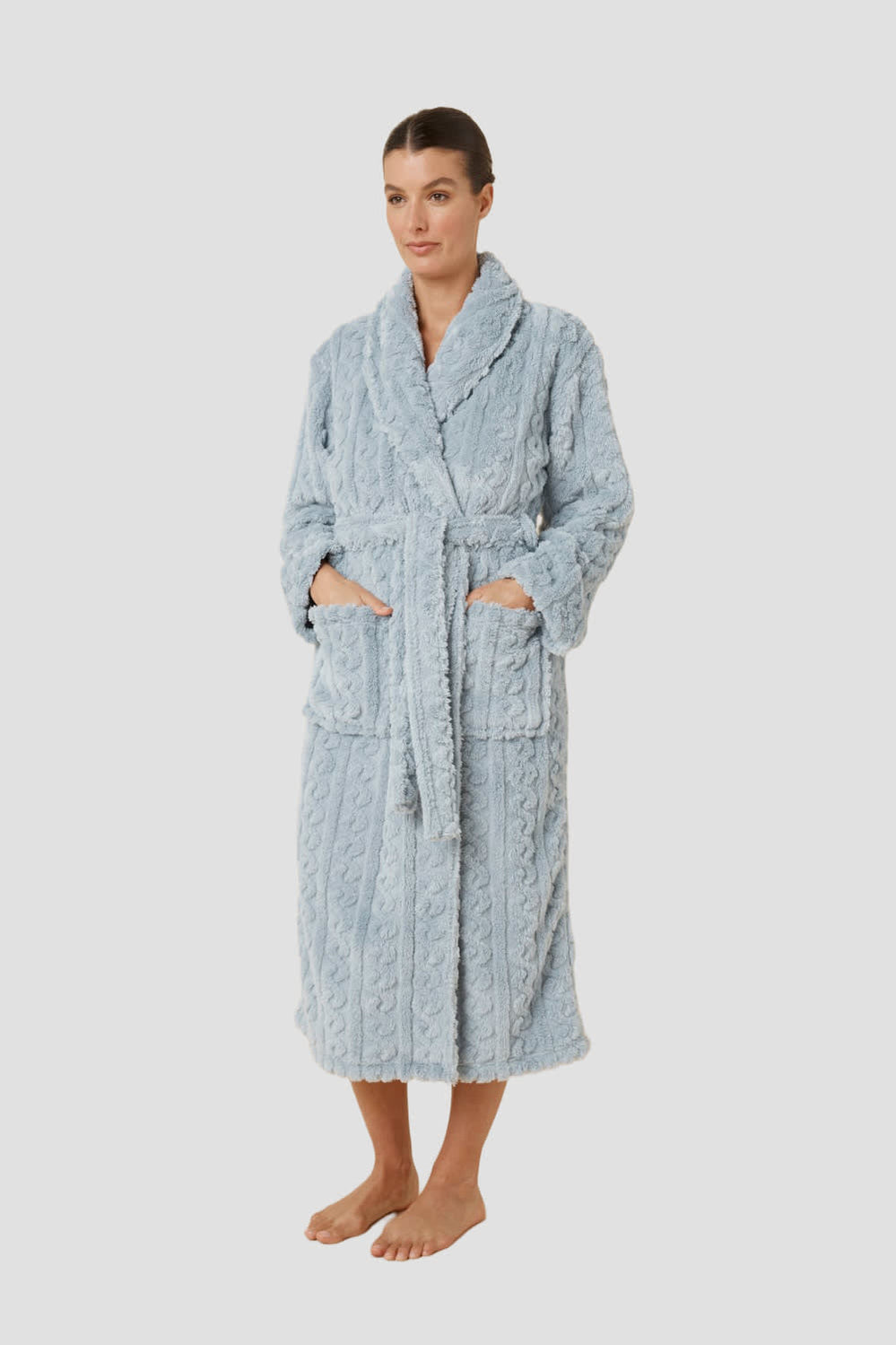 Gabriella Plush Long Robe - Blue - image 3