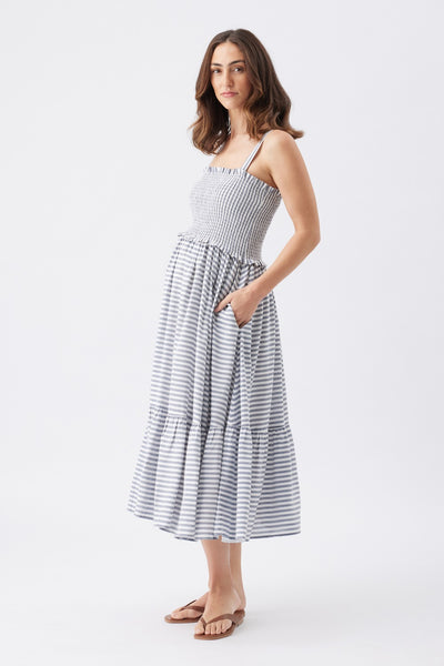 Sofia Stripe Dress - Indigo/White - image 3