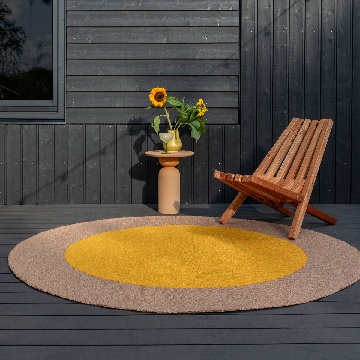 Habitat Festival Round Yellow Outdoor Rug 150x150cm - Beige - image 2