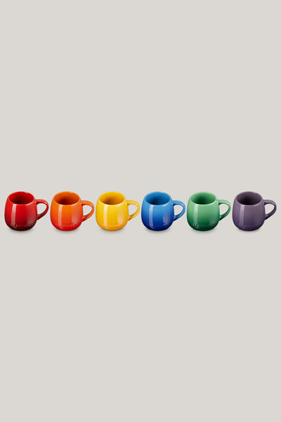 Stoneware Rainbow Set Of 6 Coupe Mugs 320ml - Rainbow - image 4