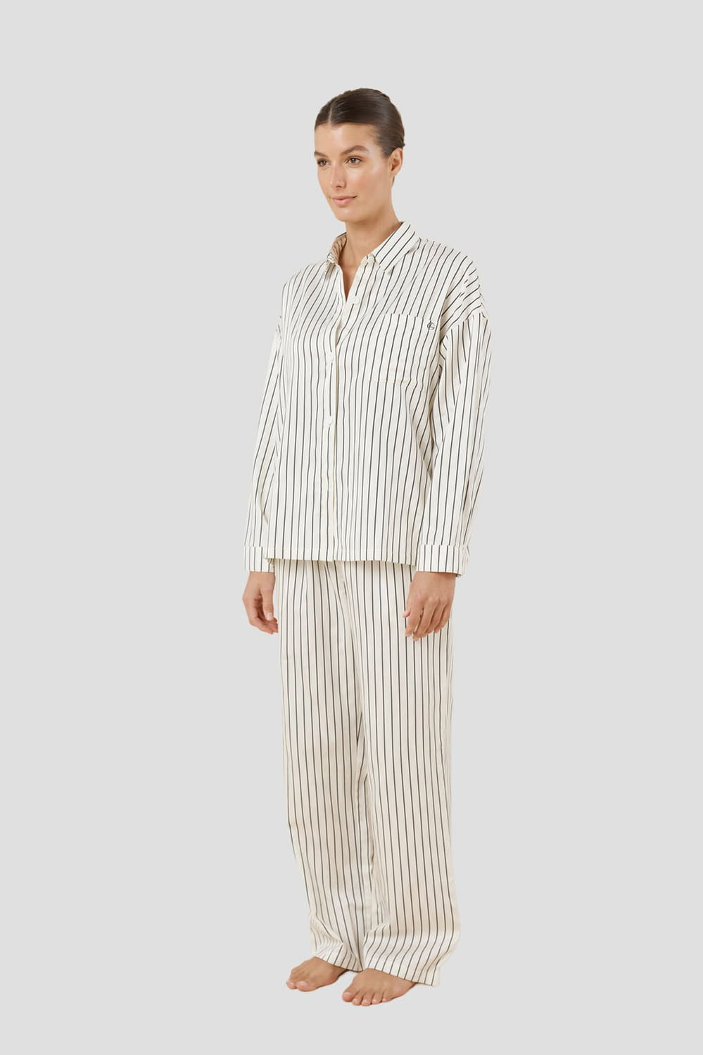 Willow Cotton Stripe Pj Set - Ivory - image 3