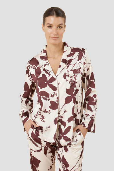 Ivy Silky Satin Pj Set - Burgundy - image 2