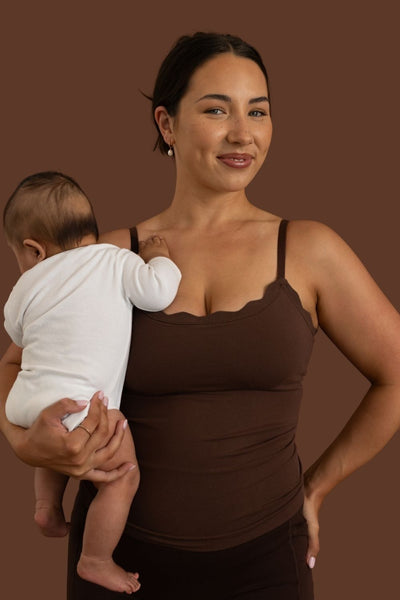 Leakproof Scallop Maternity Cami - Chocolate - image 2