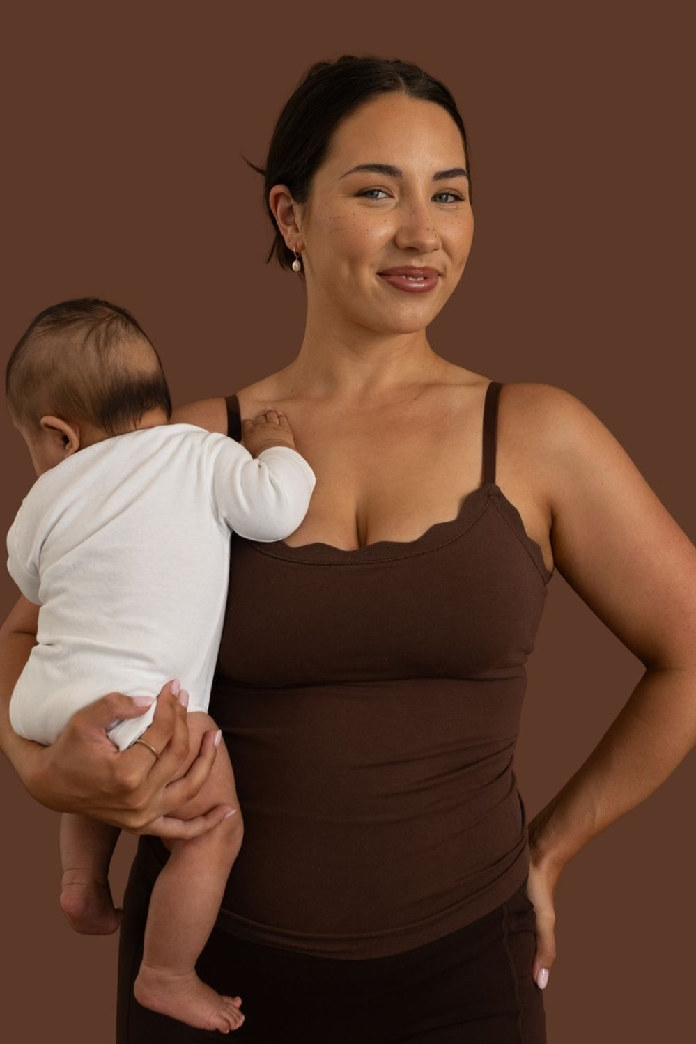 Leakproof Scallop Maternity Cami - Chocolate - image 2