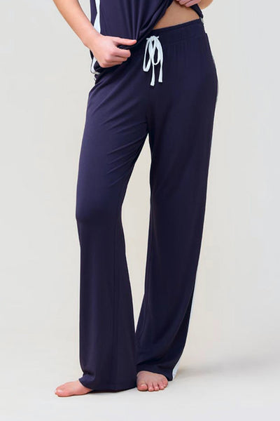 Inez Bamboo Pant With Stripe - Navy - image 1