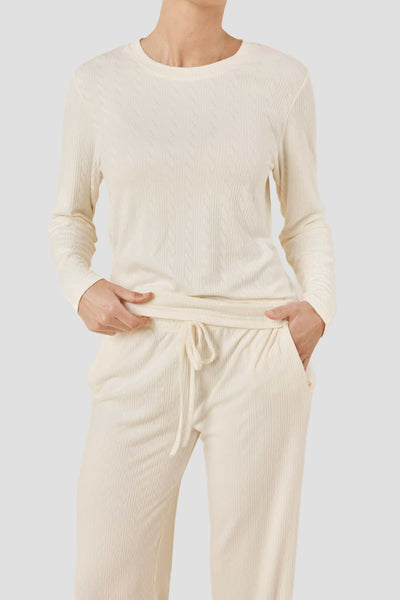 Ellie Lightweight Velour Cable Knit Set - Ivory - image 4