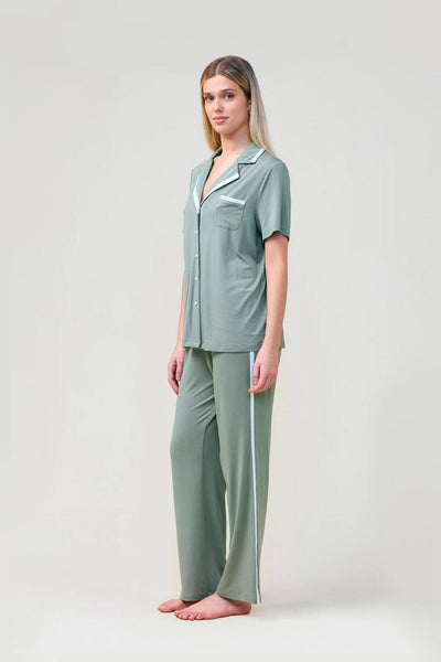 Vanessa Bamboo Long Pant Pj Set - Olive - image 2
