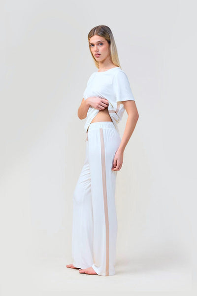 Inez Bamboo Pant With Stripe - Ecru - image 4