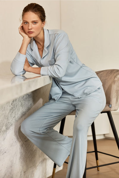 Isabella Brushed Cotton Pj Set - Blue - image 2