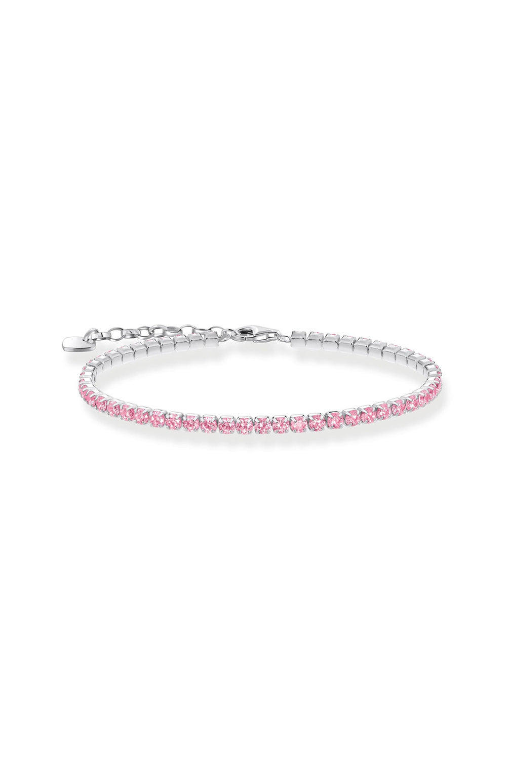 Tennis Bracelet With Pink Stones - Silver - image 1