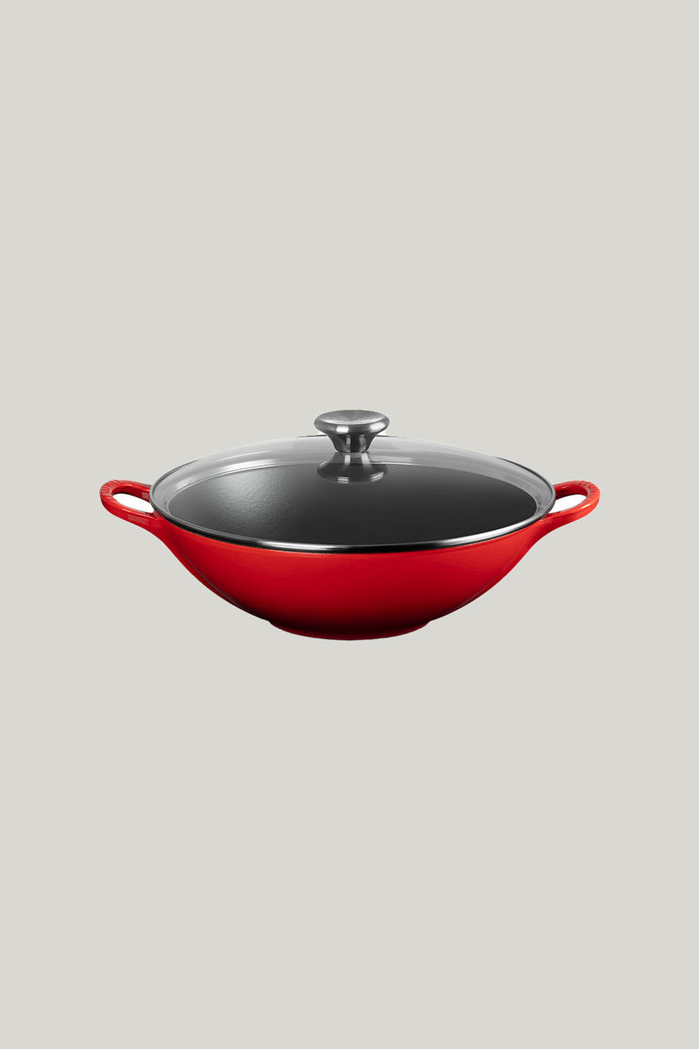 Cast Iron Wok With Glass Lid 32cm - Cerise - image 1