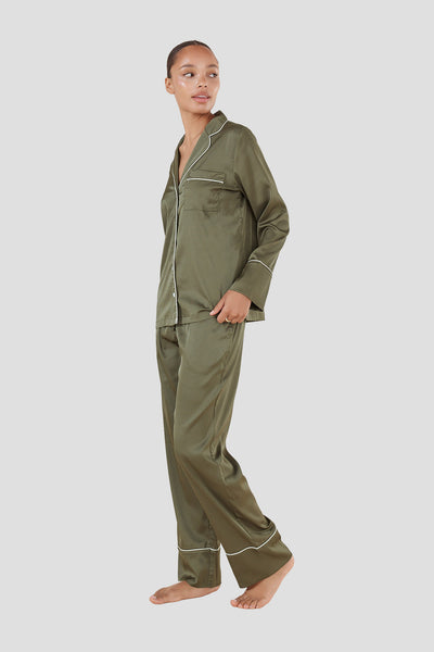 Luella Olive Silky Satin Pj Set - Olive - image 3