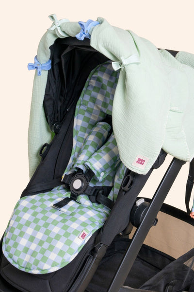 Cosy Pram Liner And Harness Protector - Sage Green Check - Sage Check - image 3