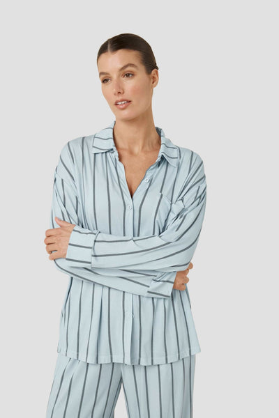 Harlow Bamboo Striped Pj Set - Blue - image 2