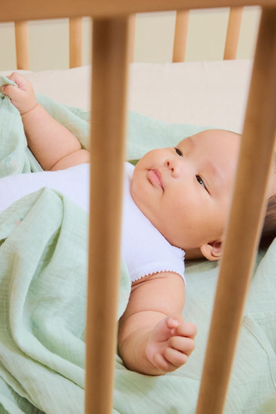 Light And Breathable Muslin Swaddle Wrap - Sage/ivory - Sage - image 3