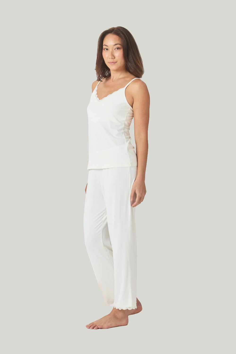 Britt Bamboo Lace Cami Long Pj - Ecru - image 2