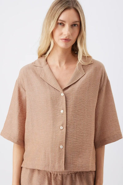 Paige Stripe Shirt - Tan - image 1