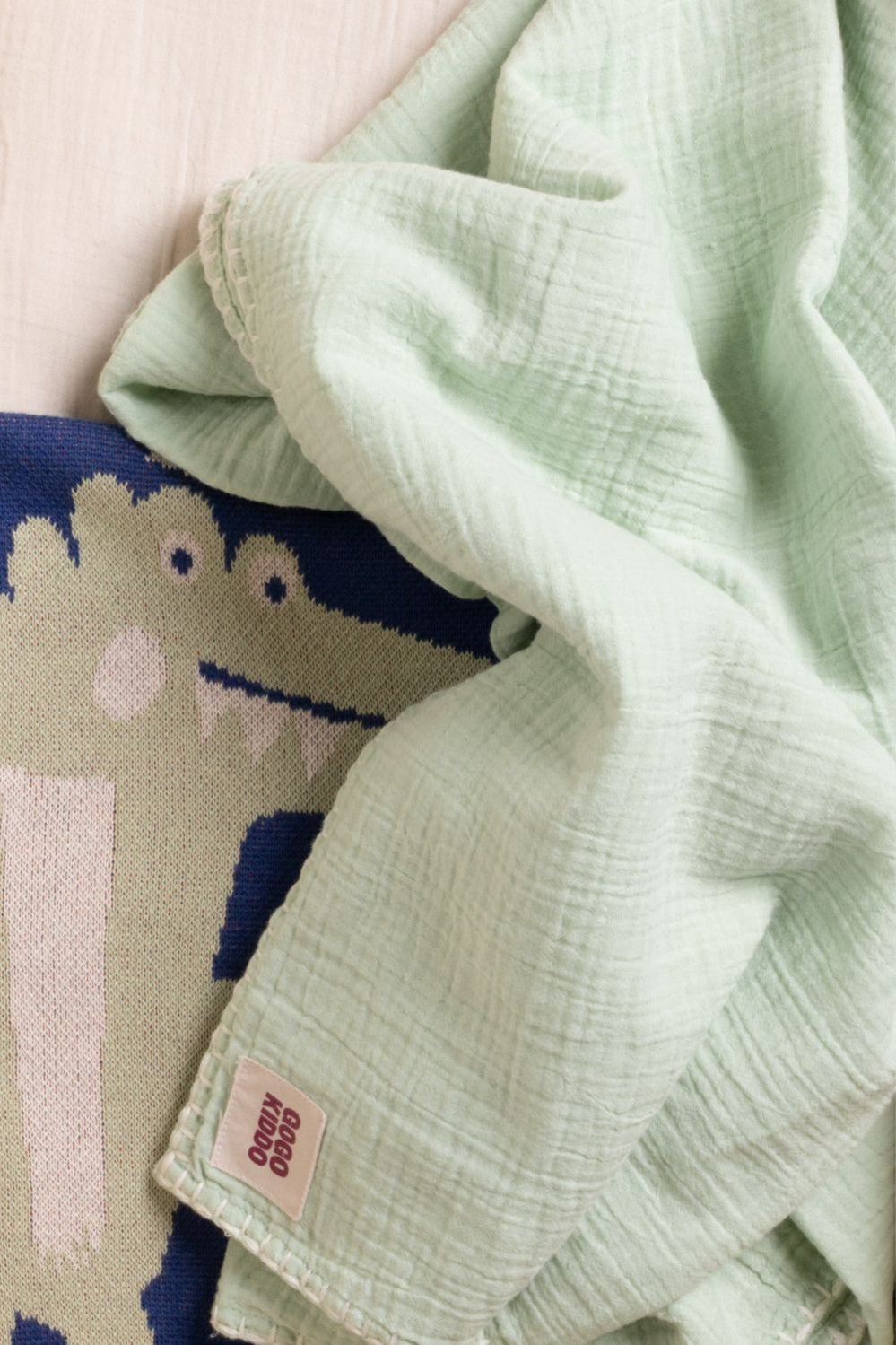 Light And Breathable Muslin Swaddle Wrap - Sage/ivory - Sage - image 2