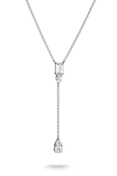 Bold Y Chain With Stones In Silver - Silver - image 1
