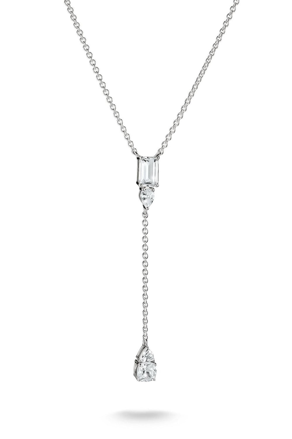Bold Y Chain With Stones In Silver - Silver - image 1