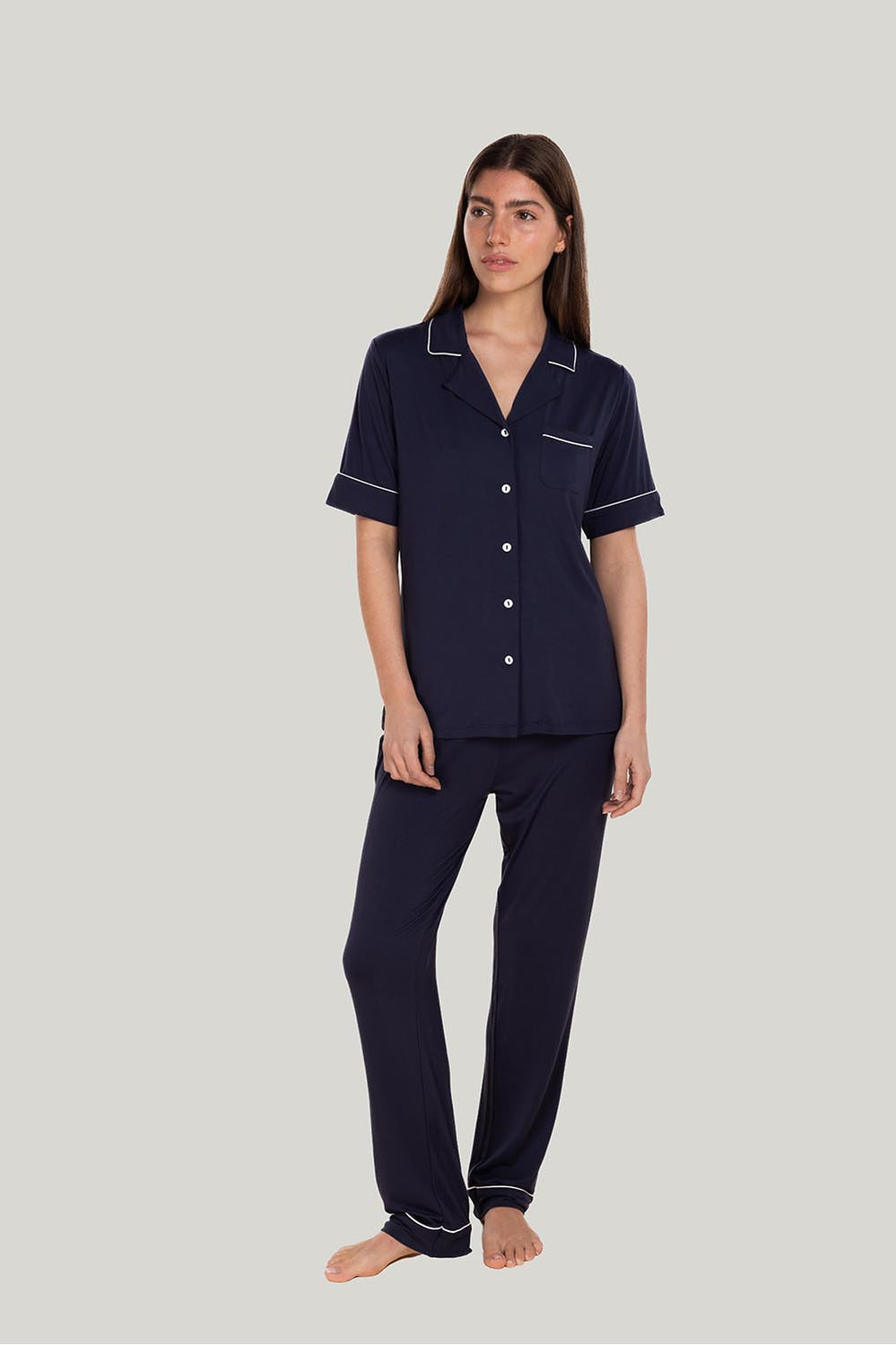 Jenna Bamboo Long Pj Set - Navy - image 1