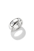 Bold Band Ring With Stones In Silver - Silver - image 1