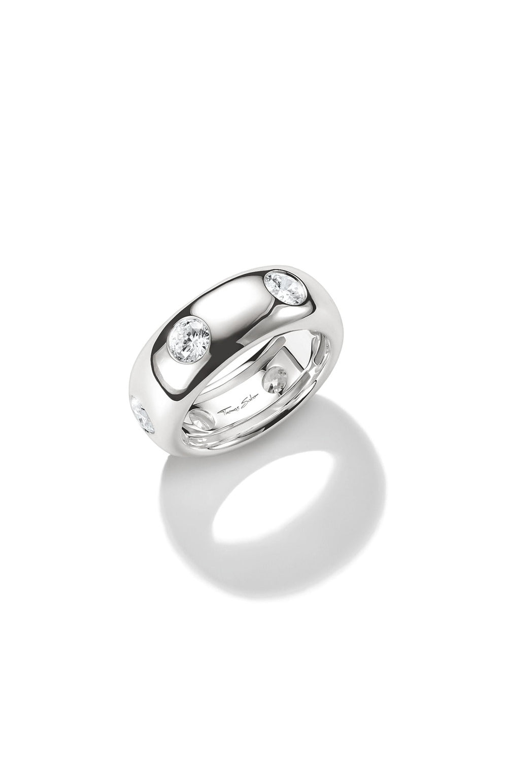 Bold Band Ring With Stones In Silver - Silver - image 1