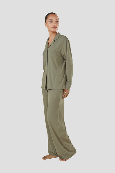 Emilia Ribbed Lounge Pj Set - Olive - image 4